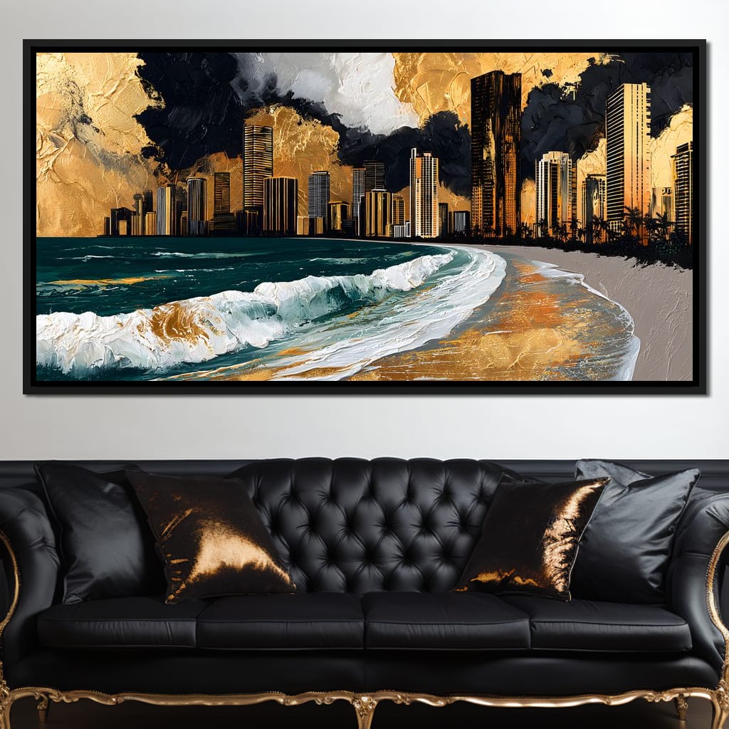 Gilded Towers Beyond The Tides Canvas Wall Art