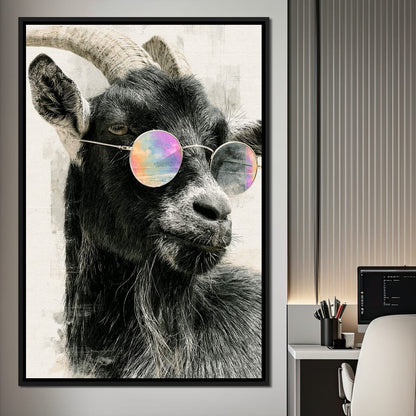 Stray Goat With A Painted Perspective Canvas Wall Art