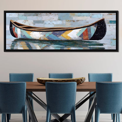Patchwork Canoe Reflections Canvas Wall Art
