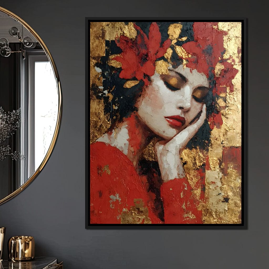 Golden Petals Dreaming Beauty Canvas Wall Art