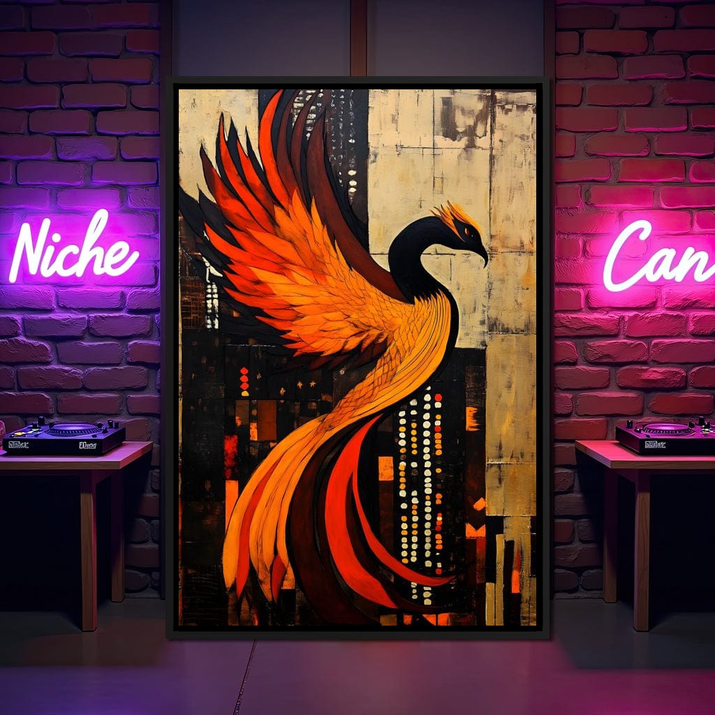 Phoenix Rise Through Flames Canvas Wall Art