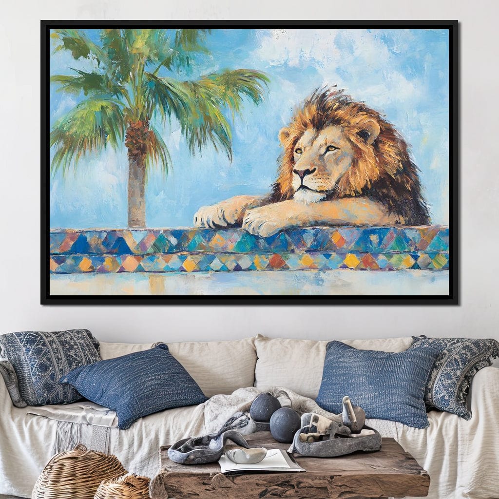 Lion Oasis Tranquility Canvas Wall Art