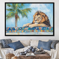Lion Oasis Tranquility Canvas Wall Art