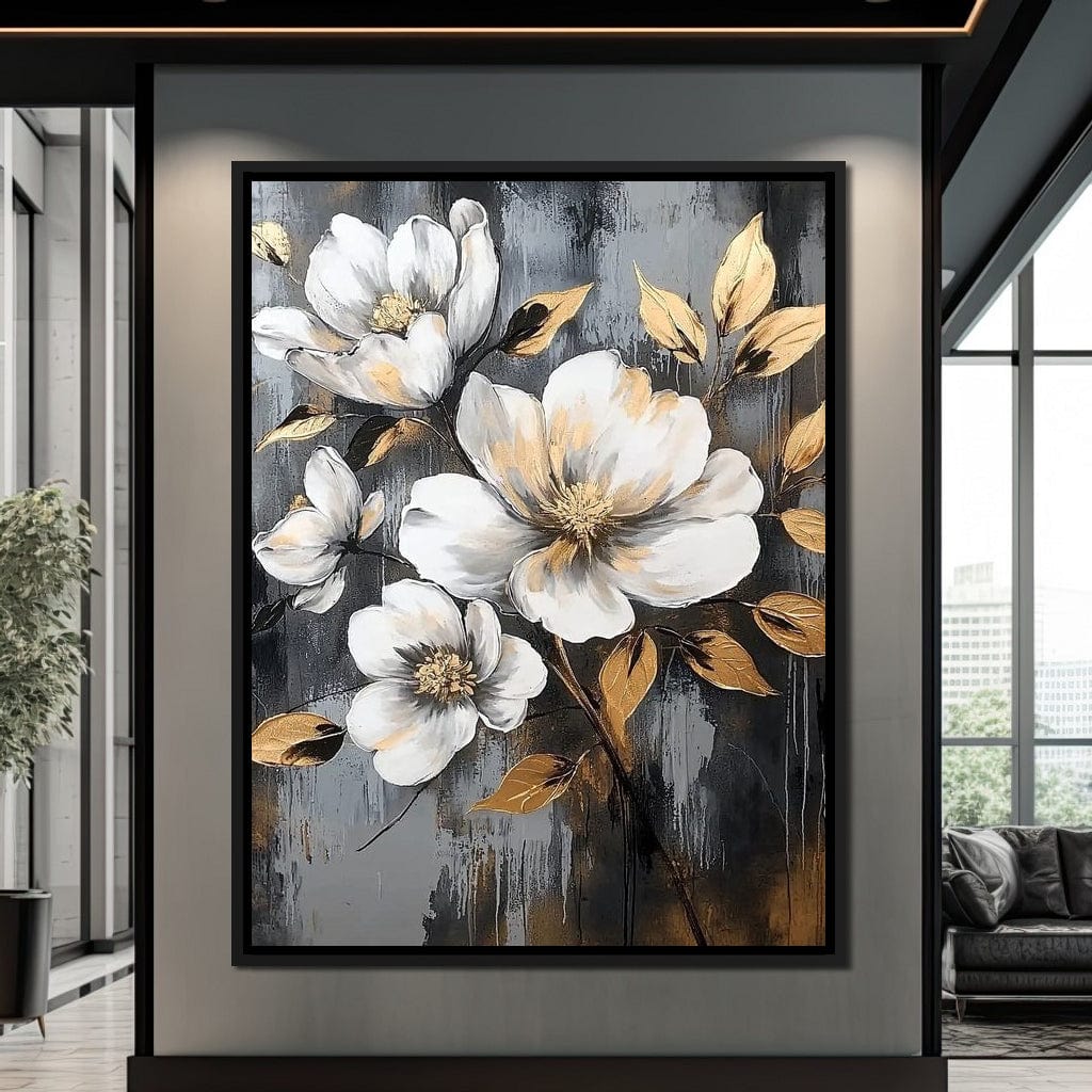 Golden Blossom Reflections Canvas Wall Art