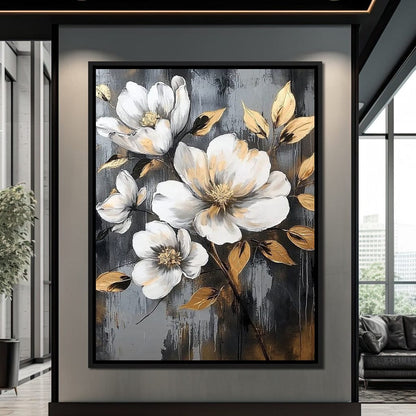 Golden Blossom Reflections Canvas Wall Art