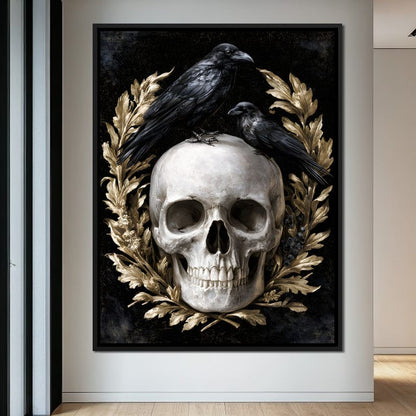 Gilded Crows Upon Bone Canvas Wall Art