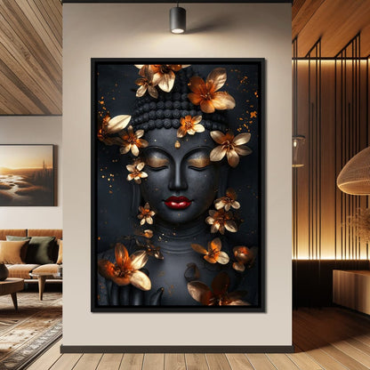 Radiant Floral Buddha Tranquility Canvas Wall Art