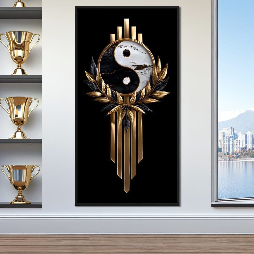 Golden Yin Yang Marble Elegance Canvas Wall Art