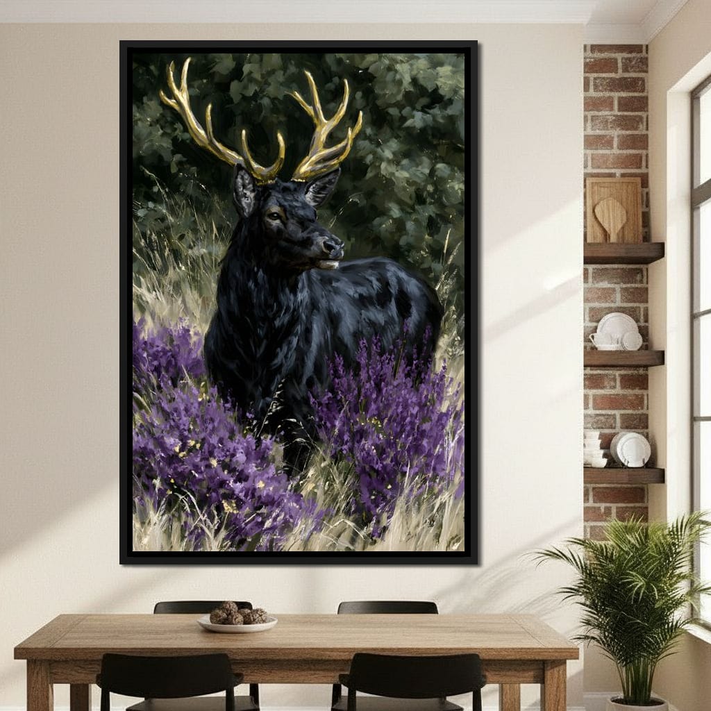 Black Deer Of Wild Fields Canvas Wall Art