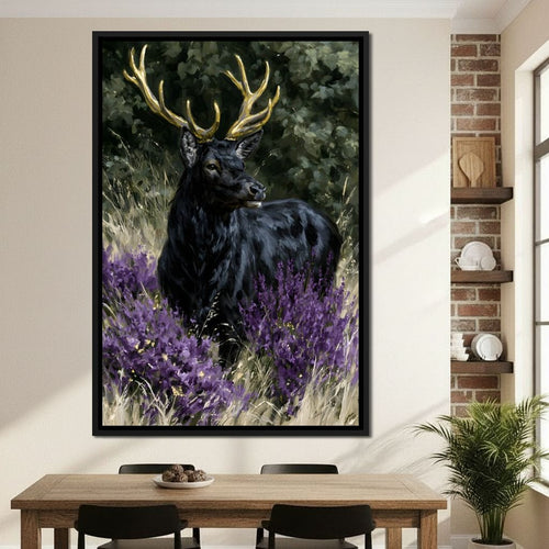 Black Deer Of Wild Fields Canvas Wall Art