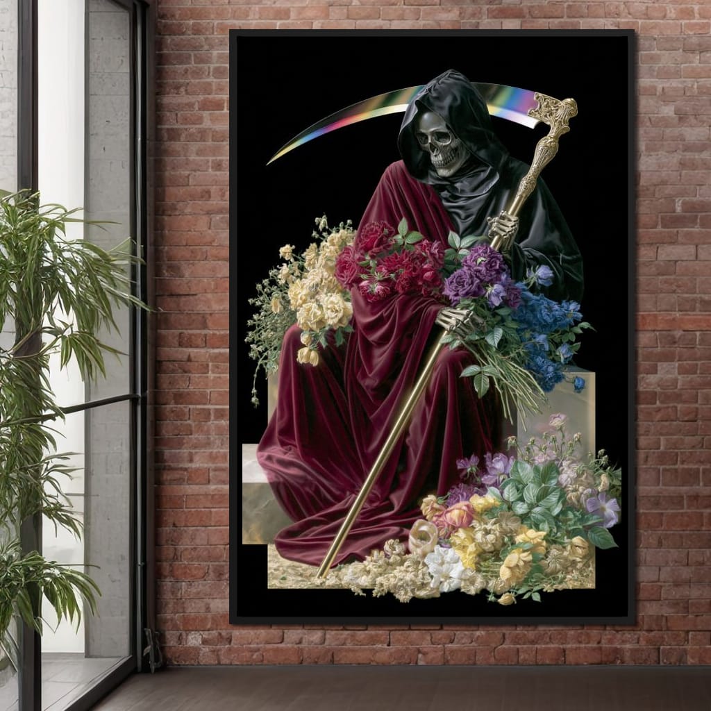 Death Rests With Fallen Petals Canvas Wall Art