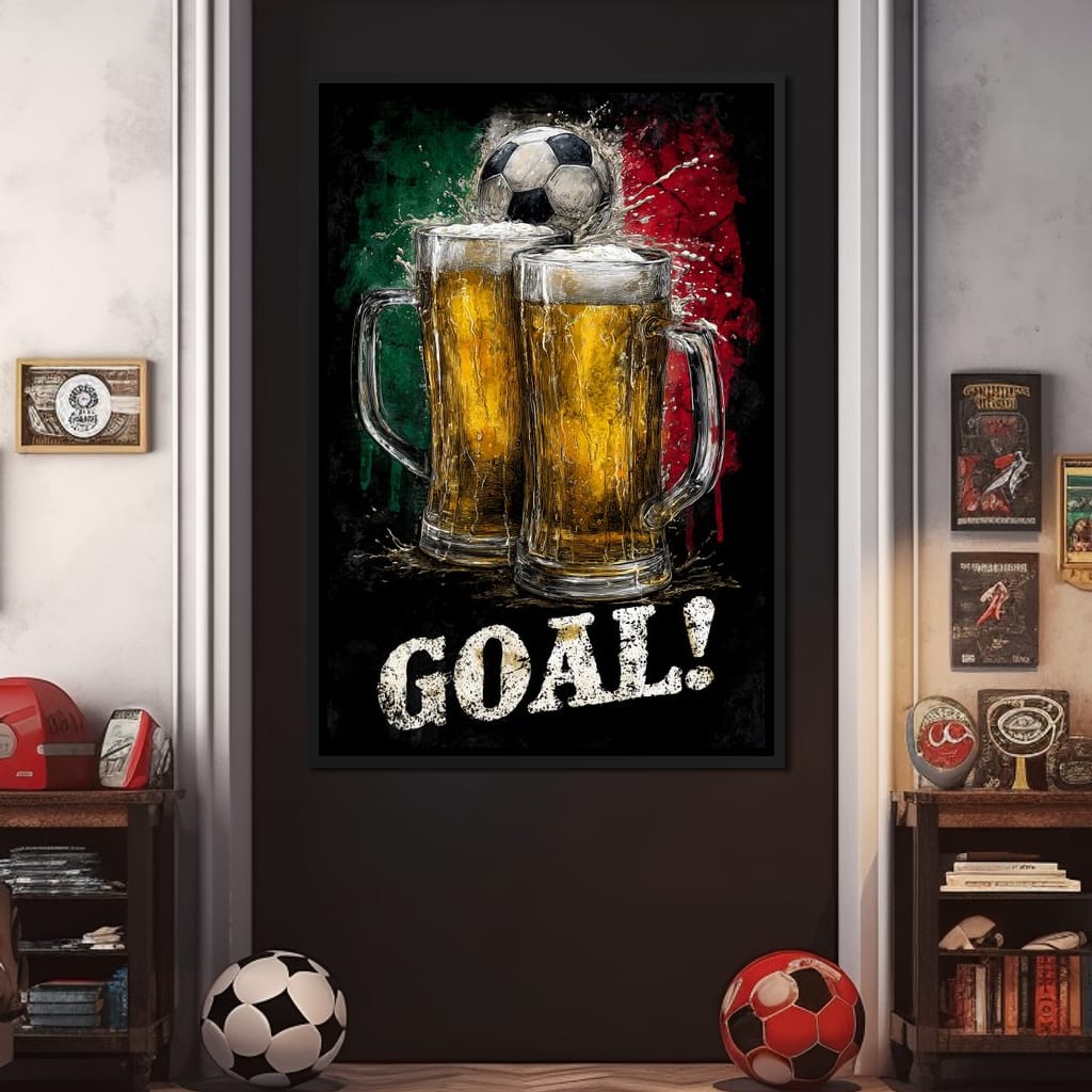 Italian Football Beer Goal Canvas Wall Art