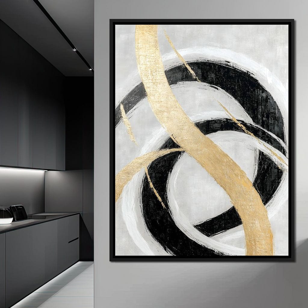 Golden Elegance Spirals Canvas Wall Art
