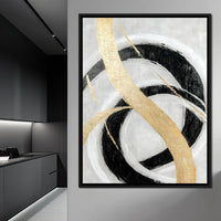 Golden Elegance Spirals Canvas Wall Art