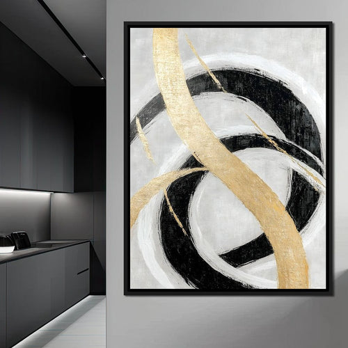 Golden Elegance Spirals Canvas Wall Art