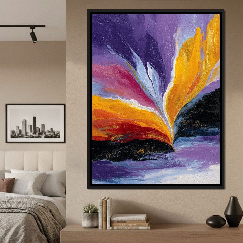 Golden Rift Over Violet Tide Canvas Wall Art