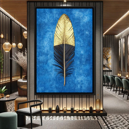 Golden Plume Harmony Canvas Wall Art