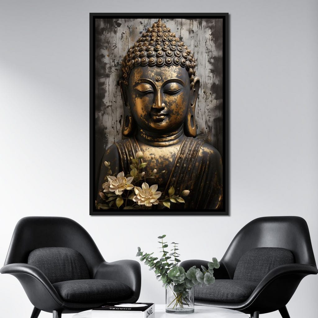 Golden Gaze of the Buddha Canvas Wall Art