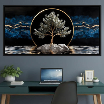 Golden Olive Tree Halo Reflection Canvas Wall Art