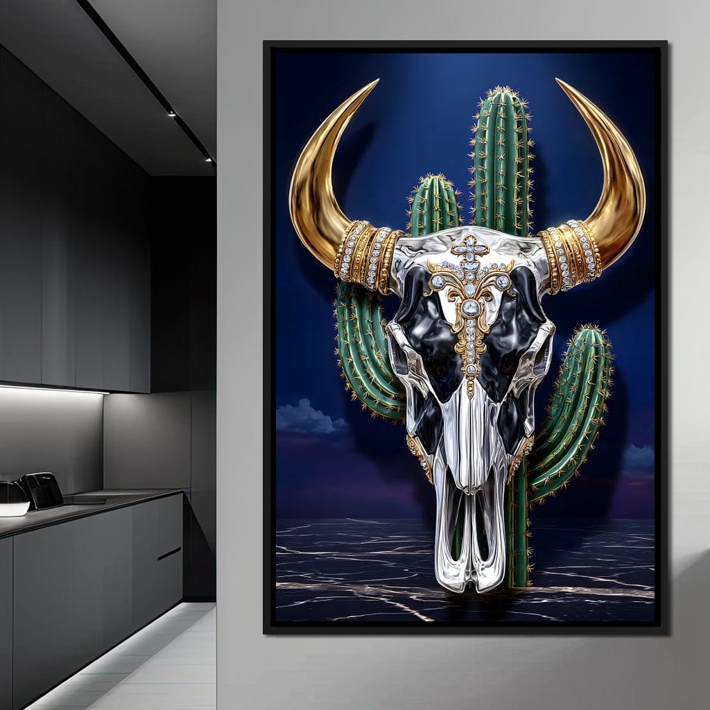 Golden Bull Skull Desert Luxe Canvas Wall Art