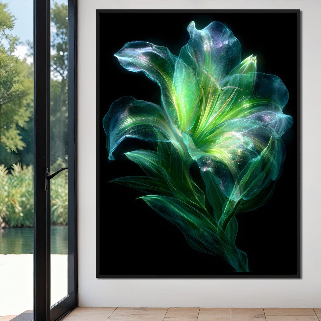Radiant Emerald Flora Pulse Canvas Wall Art