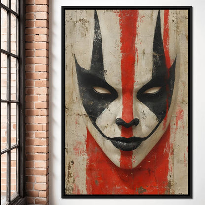 Tribal Mask Red Strike Face Canvas Wall Art