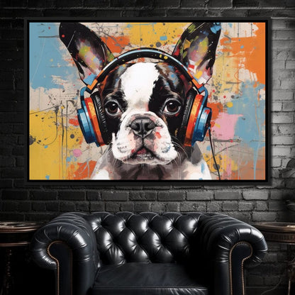 Boston Terrier's Musical Medley Canvas Wall Art