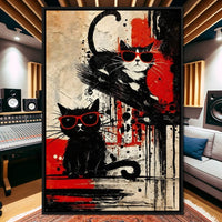 Cool Cats Red Shades Duo Canvas Wall Art