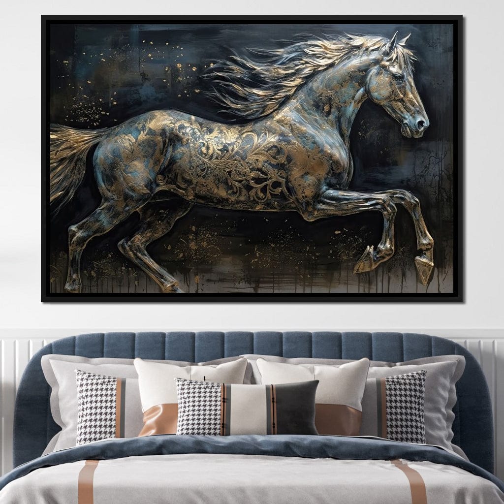 Gilded Grey Horse Canvas Wall Art