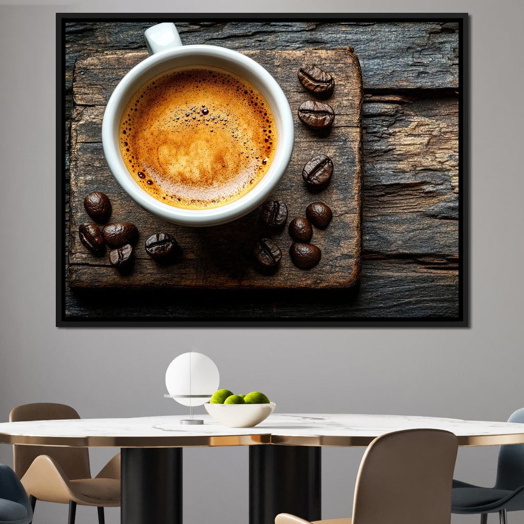 Espresso Essence on Rustic Wood Canvas Wall Art