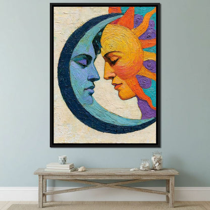 Celestial Lovers Meeting Across Time Canvas Wall Art