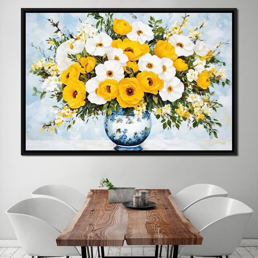 Golden Blossoms Harmonize Canvas Wall Art