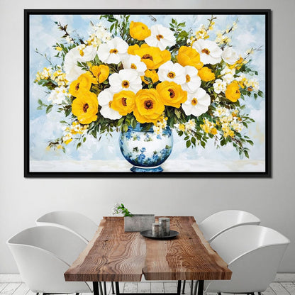 Golden Blossoms Harmonize Canvas Wall Art