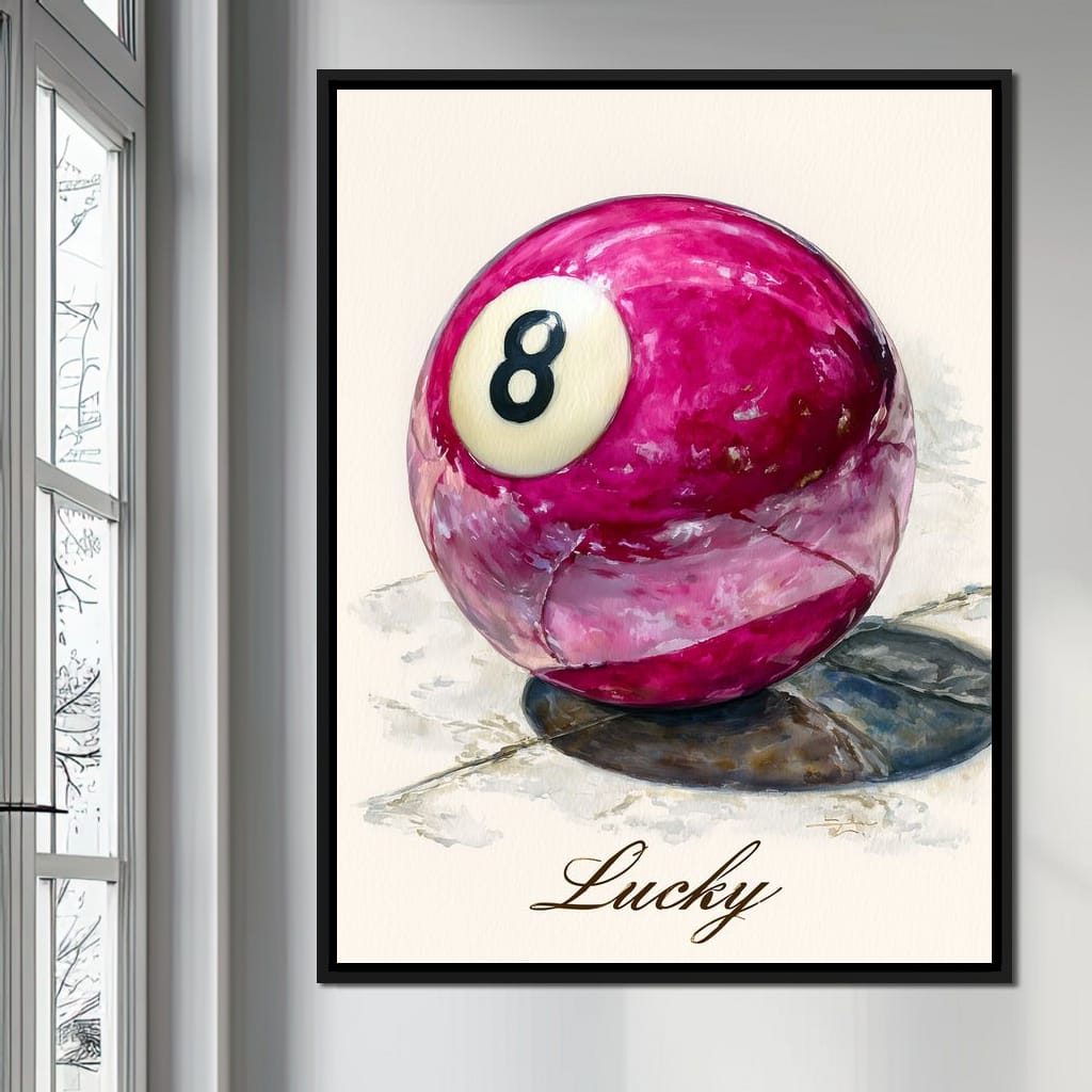 Lucky Eight Billiard Ball Canvas Wall Art