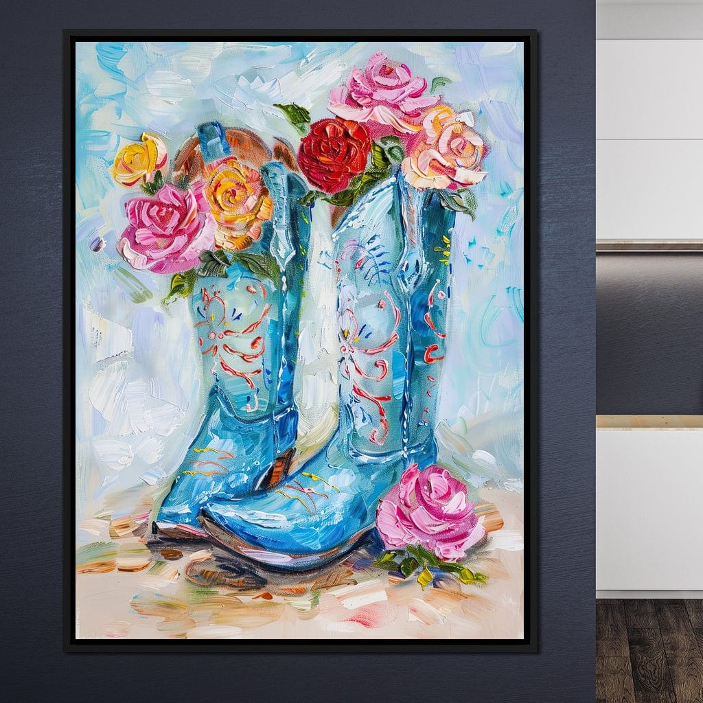 Floral Cowboy's Melodic Saga Canvas Wall Art