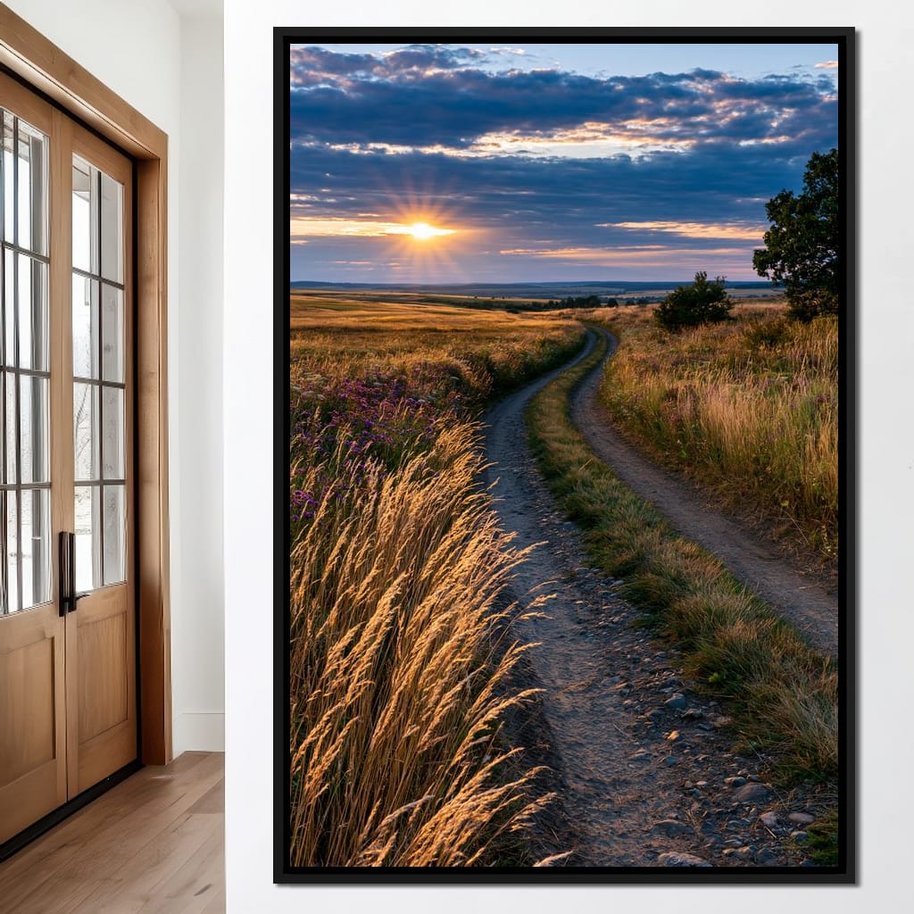 Golden Hour Journey Home Canvas Wall Art