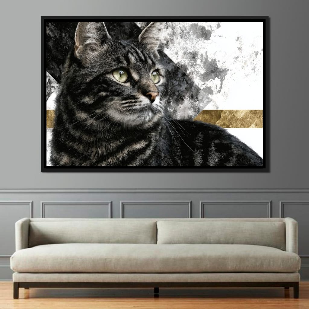 Golden Band Tabby Cat Portrait Canvas Wall Art