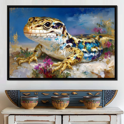 Golden Lizard Meadow Glow Canvas Wall Art