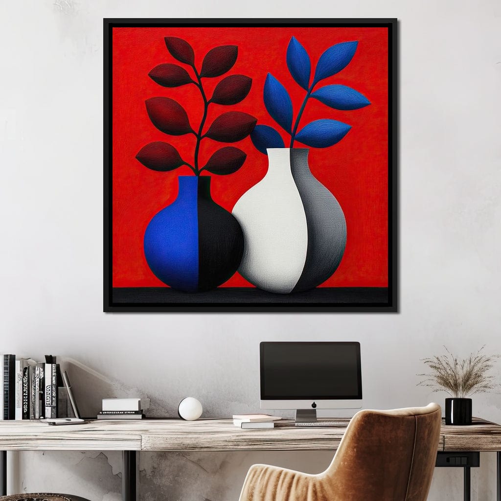 Vases in Crimson Rhythm Canvas Wall Art