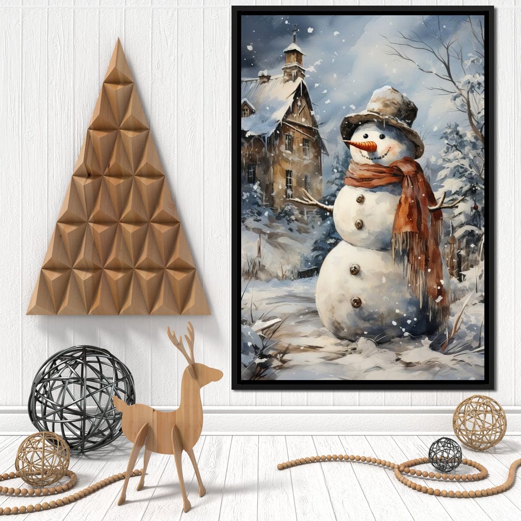 Christmas Snowman Canvas Wall Art