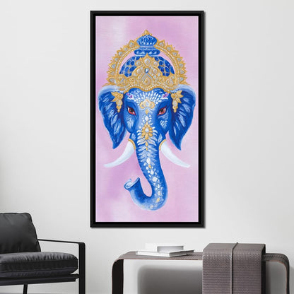 Royal Sapphire Ganesha Blessing Canvas Wall Art