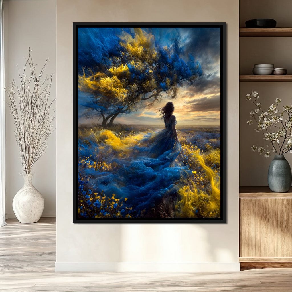 Golden Sapphire Dream Fields Canvas Wall Art