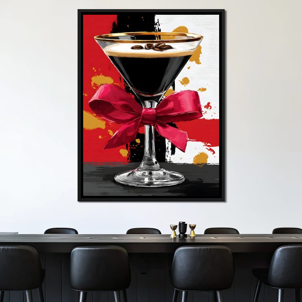 Espresso Martini Red Bow Canvas Wall Art
