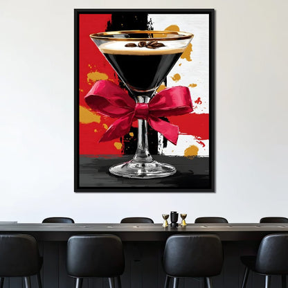 Espresso Martini Red Bow Canvas Wall Art