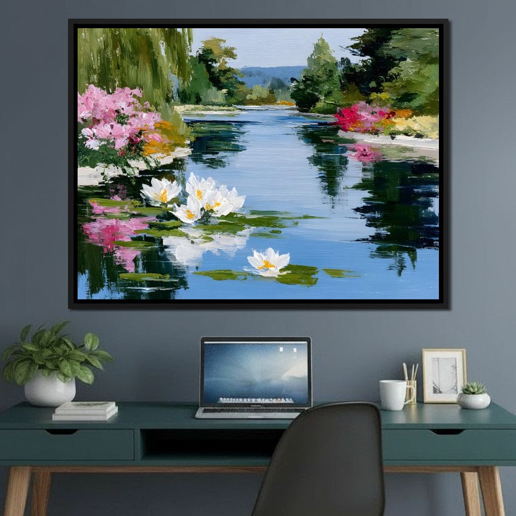 Water Lily Garden Reflection Canvas Wall Art