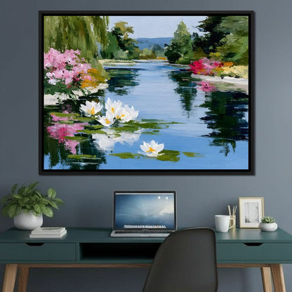Water Lily Garden Reflection Canvas Wall Art