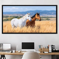 Equine Journey Through Fields Canvas Wall Art