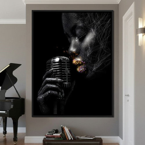 Stardust Singer Noir Portrait Canvas Wall Art