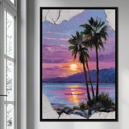 Palm Silhouettes Sunset Sky Canvas Wall Art