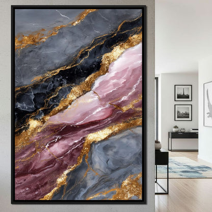 Gilded Marble Rose Current Canvas Wall Art